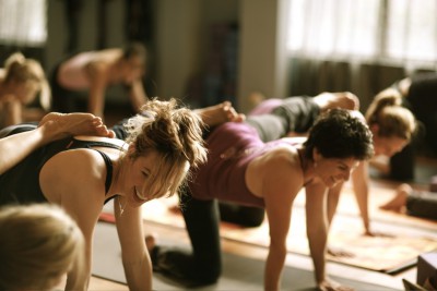 Women at a yoga class
