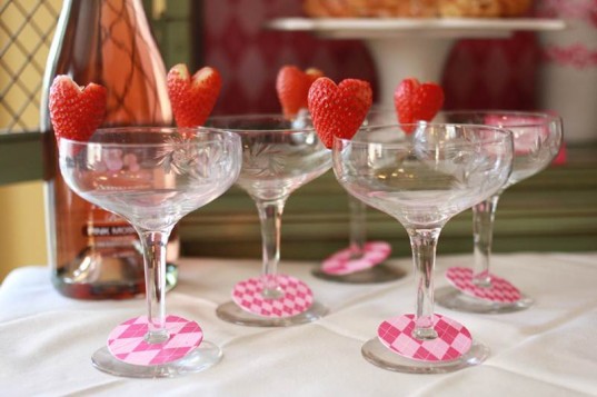 Valentine's day cocktails with garnish