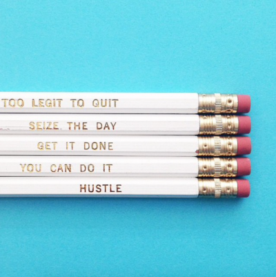 Motivational quotes on white pencils
